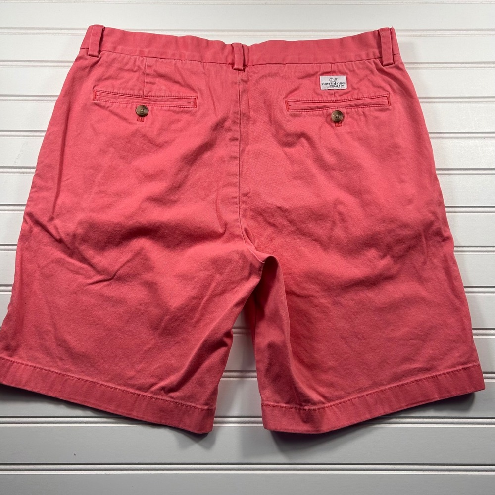 Vineyard Vines Breaker Chino Shorts Mens 33 Salmon Coral Pink Stretch Flat Front - Picture 13 of 15